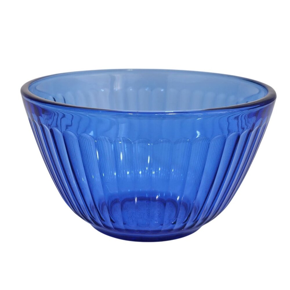 Pyrex Sculptured Cobalt Nesting Bowl 6" ribbed patterned glass translucent 3cup